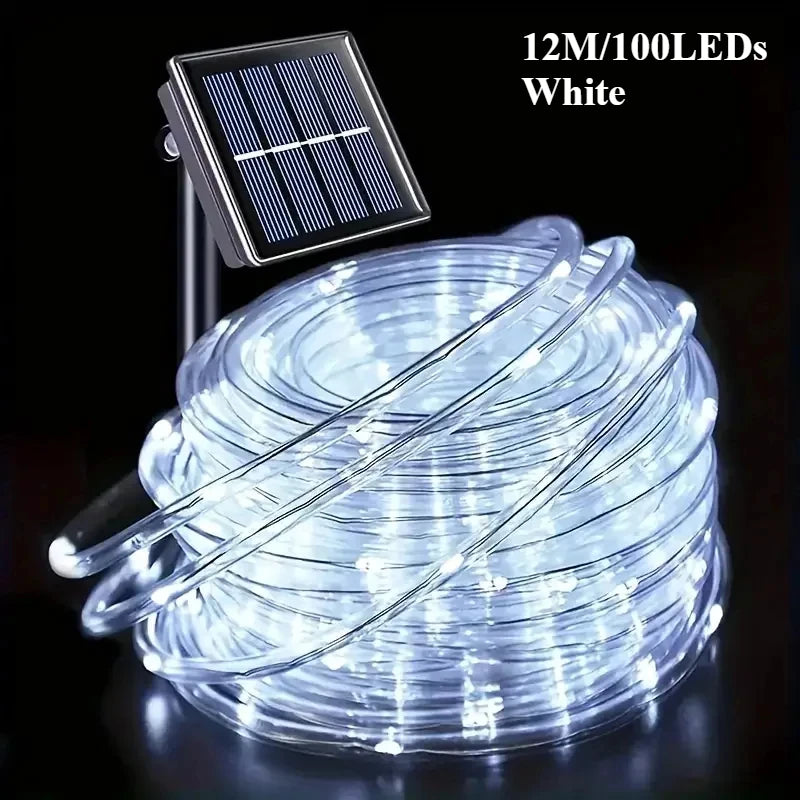 Waterproof LED Solar Tube Lights for Christmas & Outdoor Décor.