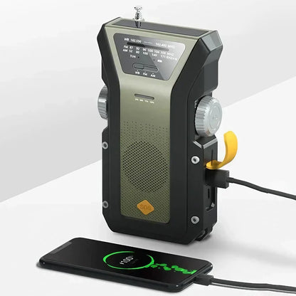 Solar-Powered Hand Radio, with LED Torch & Power Bank.