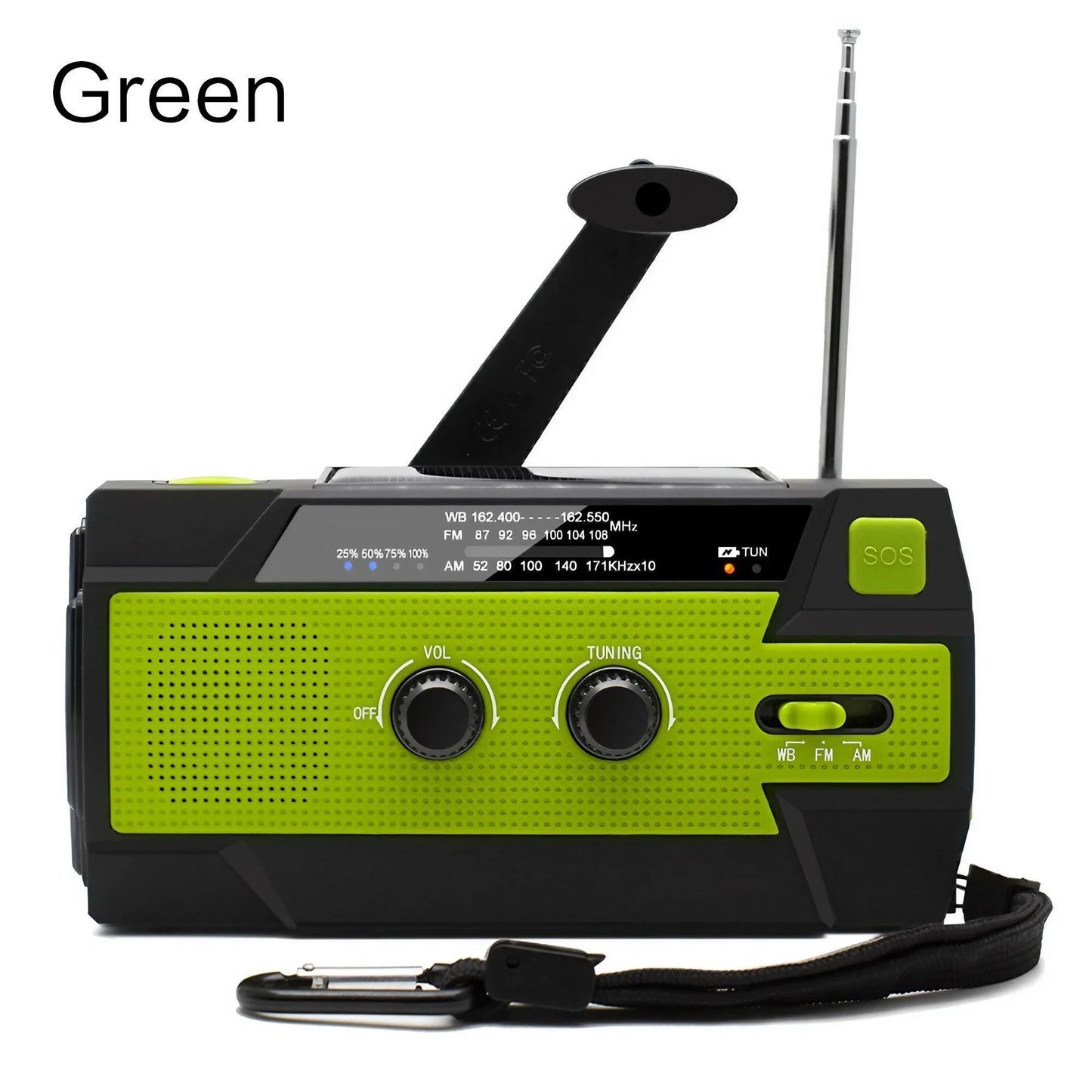 Solar-Powered Hand Radio, with LED Torch & Power Bank.