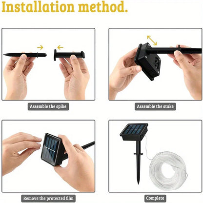 Waterproof LED Solar Tube Lights for Christmas & Outdoor Décor.