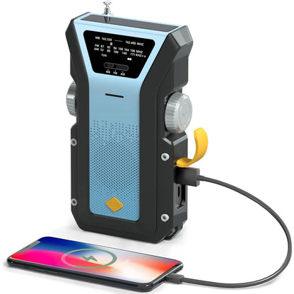 Solar-Powered Hand Radio, with LED Torch & Power Bank.