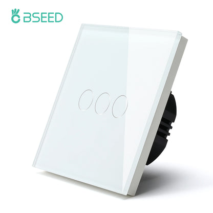 EU Standard Touch Wall Light Switch Panel, with Luxury Glass Finish.