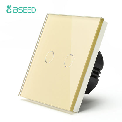 EU Standard Touch Wall Light Switch Panel, with Luxury Glass Finish.