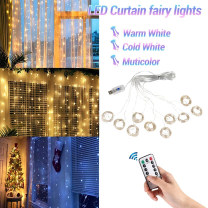 Christmas LED Curtain Fairy Lights for a Magical Holiday Glow.
