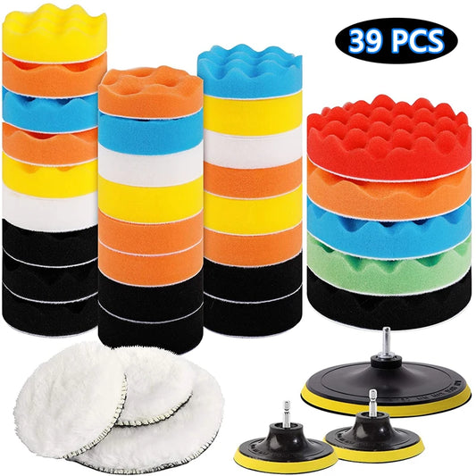 Complete Car Polishing Sponge Pads Kit for Cars & Motorcycles.