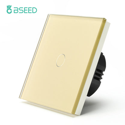 EU Standard Touch Wall Light Switch Panel, with Luxury Glass Finish.