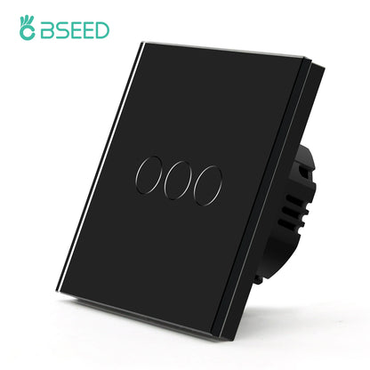 EU Standard Touch Wall Light Switch Panel, with Luxury Glass Finish.