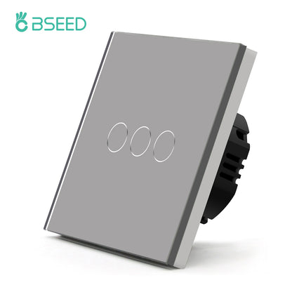EU Standard Touch Wall Light Switch Panel, with Luxury Glass Finish.