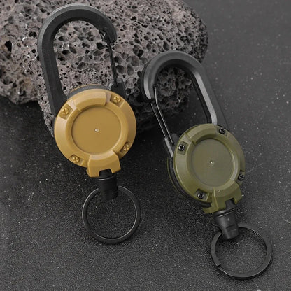 Retractable Heavy-Duty Carabiner Keychain with Steel Wire Rope