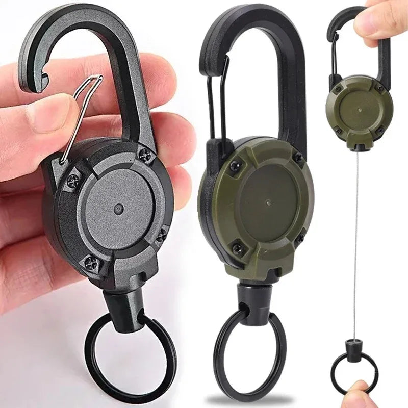 Retractable Heavy-Duty Carabiner Keychain with Steel Wire Rope