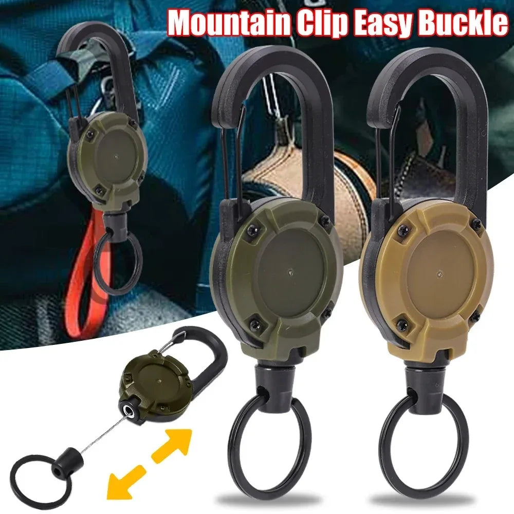 Retractable Heavy-Duty Carabiner Keychain with Steel Wire Rope