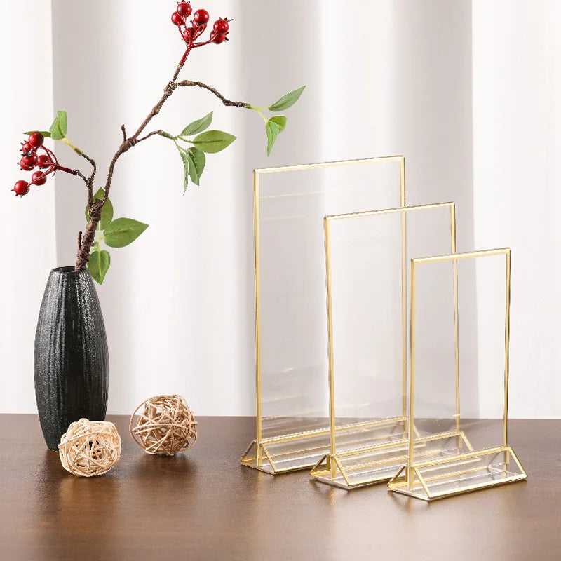 Multipurpose Transparent Acrylic, Gold Frame Display Stand