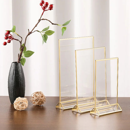 Multipurpose Transparent Acrylic, Gold Frame Display Stand
