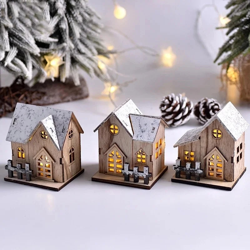 Christmas LED Light Wooden House – Light Up Your Home with Holiday Spirit.