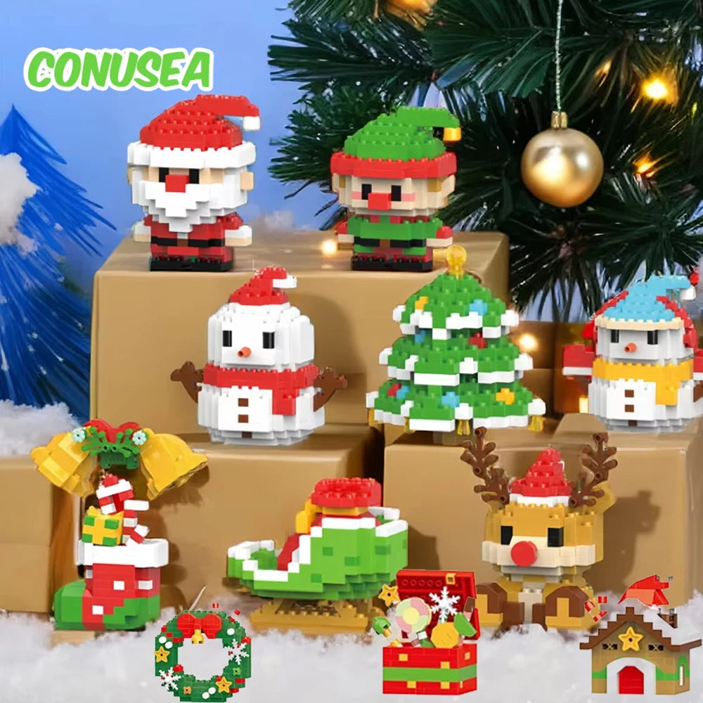 Festive Fun: Santa Claus & Reindeer Micro Building Blocks.