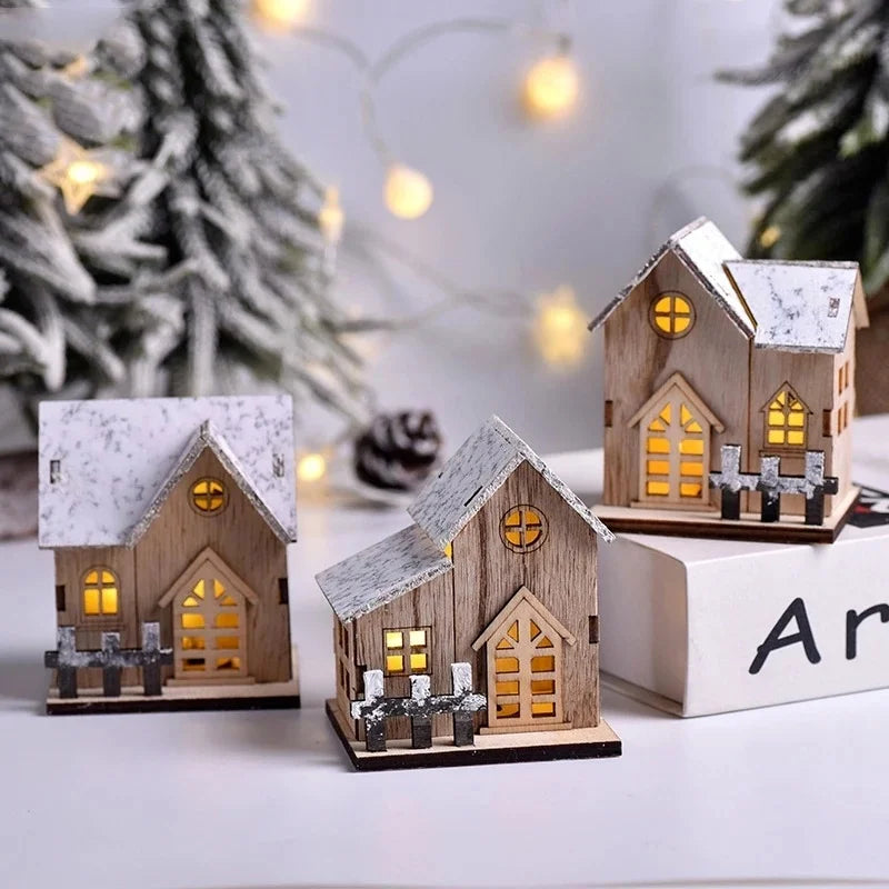 Christmas LED Light Wooden House – Light Up Your Home with Holiday Spirit.