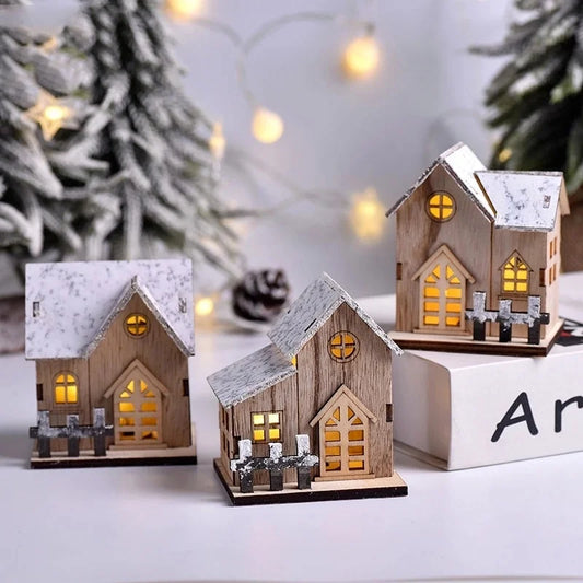 Christmas LED Light Wooden House – Light Up Your Home with Holiday Spirit.