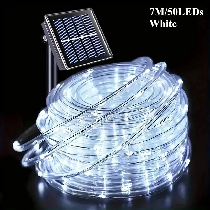 Waterproof LED Solar Tube Lights for Christmas & Outdoor Décor.