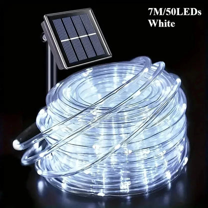 Waterproof LED Solar Tube Lights for Christmas & Outdoor Décor.