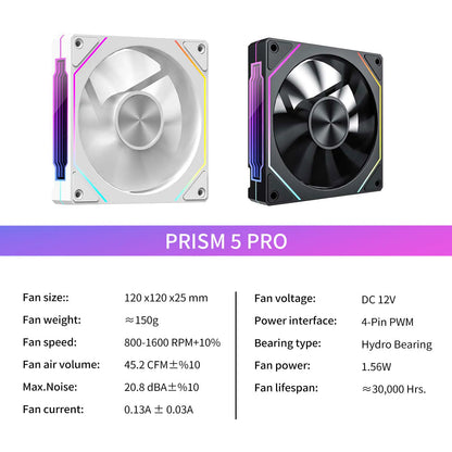 PRISM 5 PRO 12cm ARGB PWM, PC Cooling Fan with RGB Lighting 12V