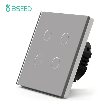EU Standard Touch Wall Light Switch Panel, with Luxury Glass Finish.