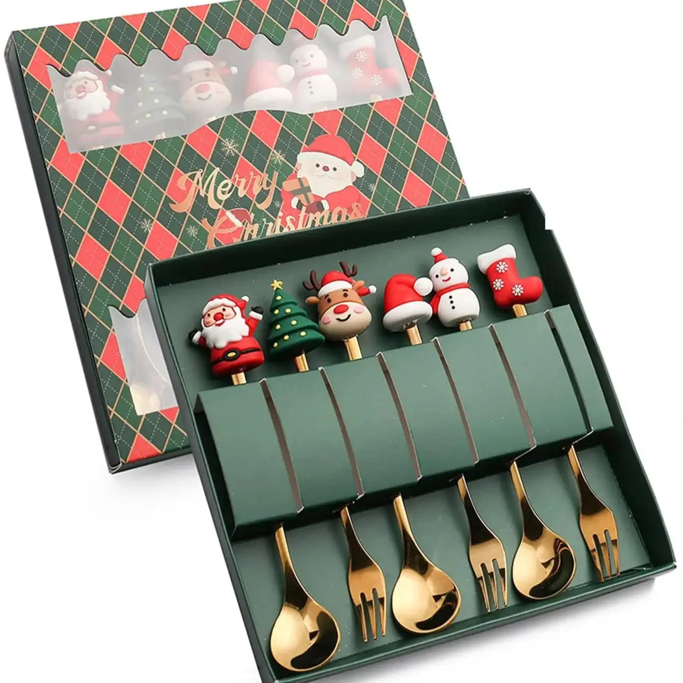 Holiday Dining Delight: Creative Christmas Stainless Steel Tableware.