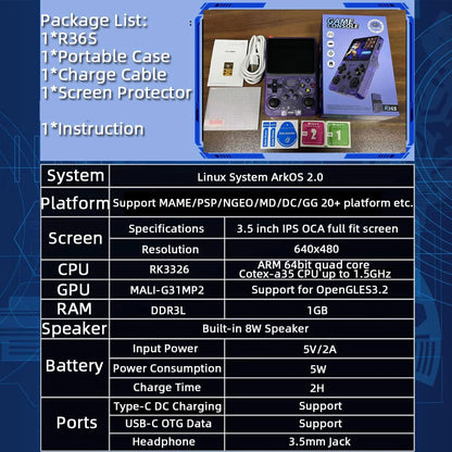 Ultimate Retro Fun: 3.5-Inch Portable Video Player with Arkos 2.0 System