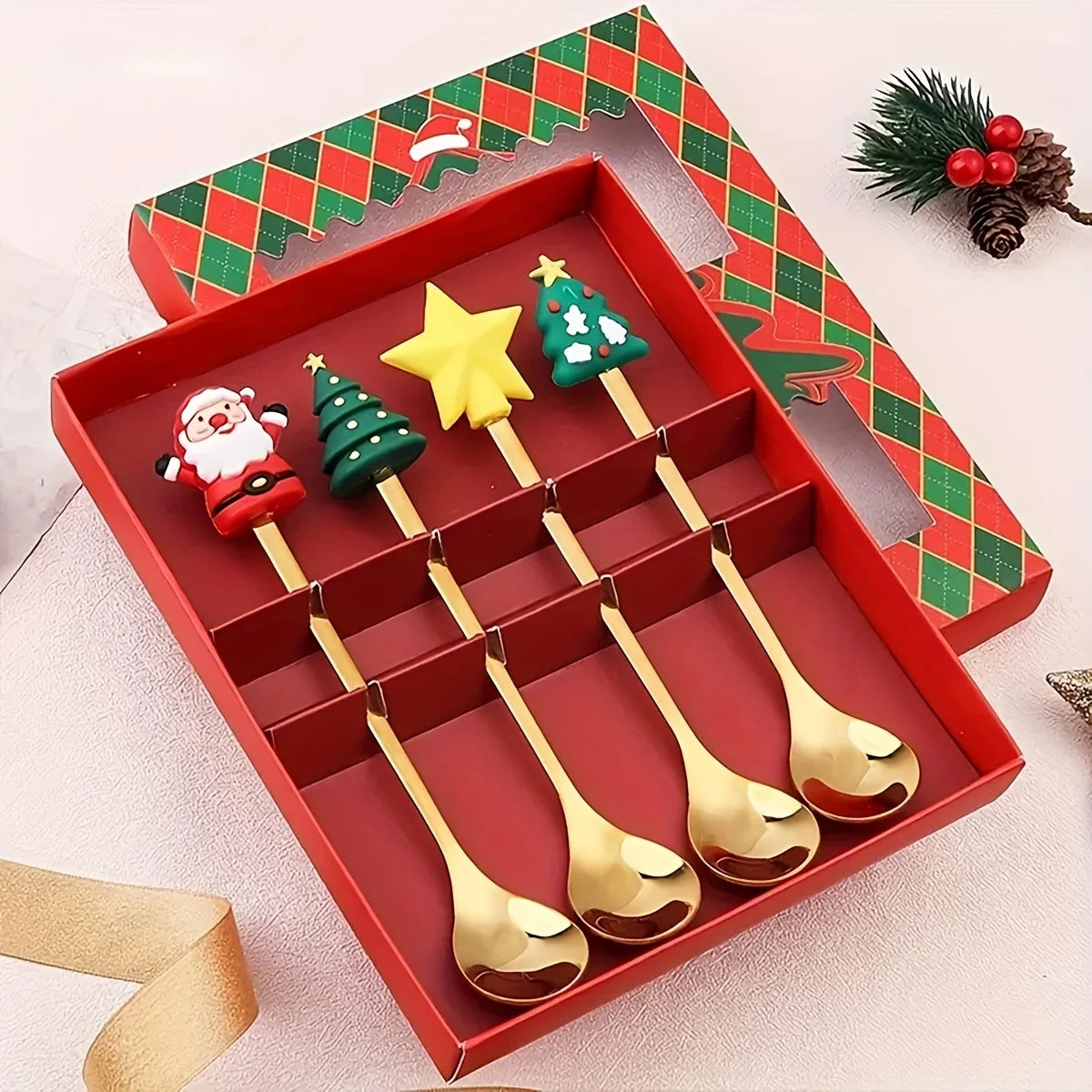 Holiday Dining Delight: Creative Christmas Stainless Steel Tableware.