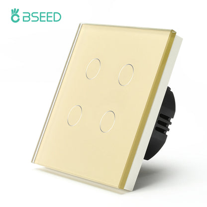EU Standard Touch Wall Light Switch Panel, with Luxury Glass Finish.