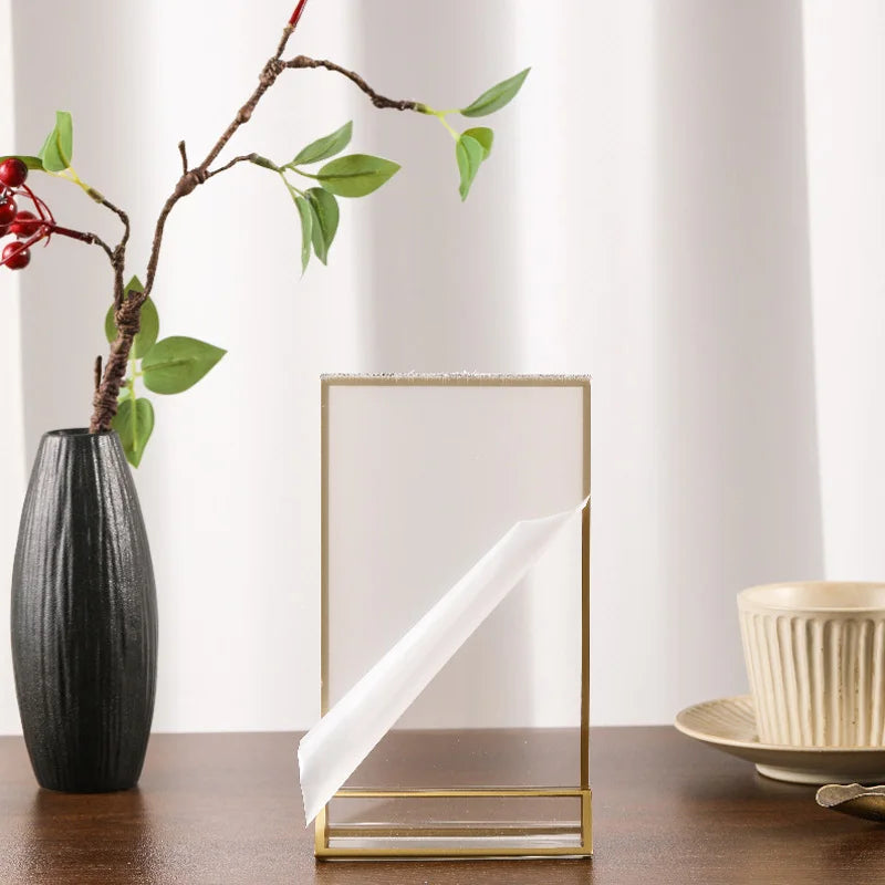 Multipurpose Transparent Acrylic, Gold Frame Display Stand
