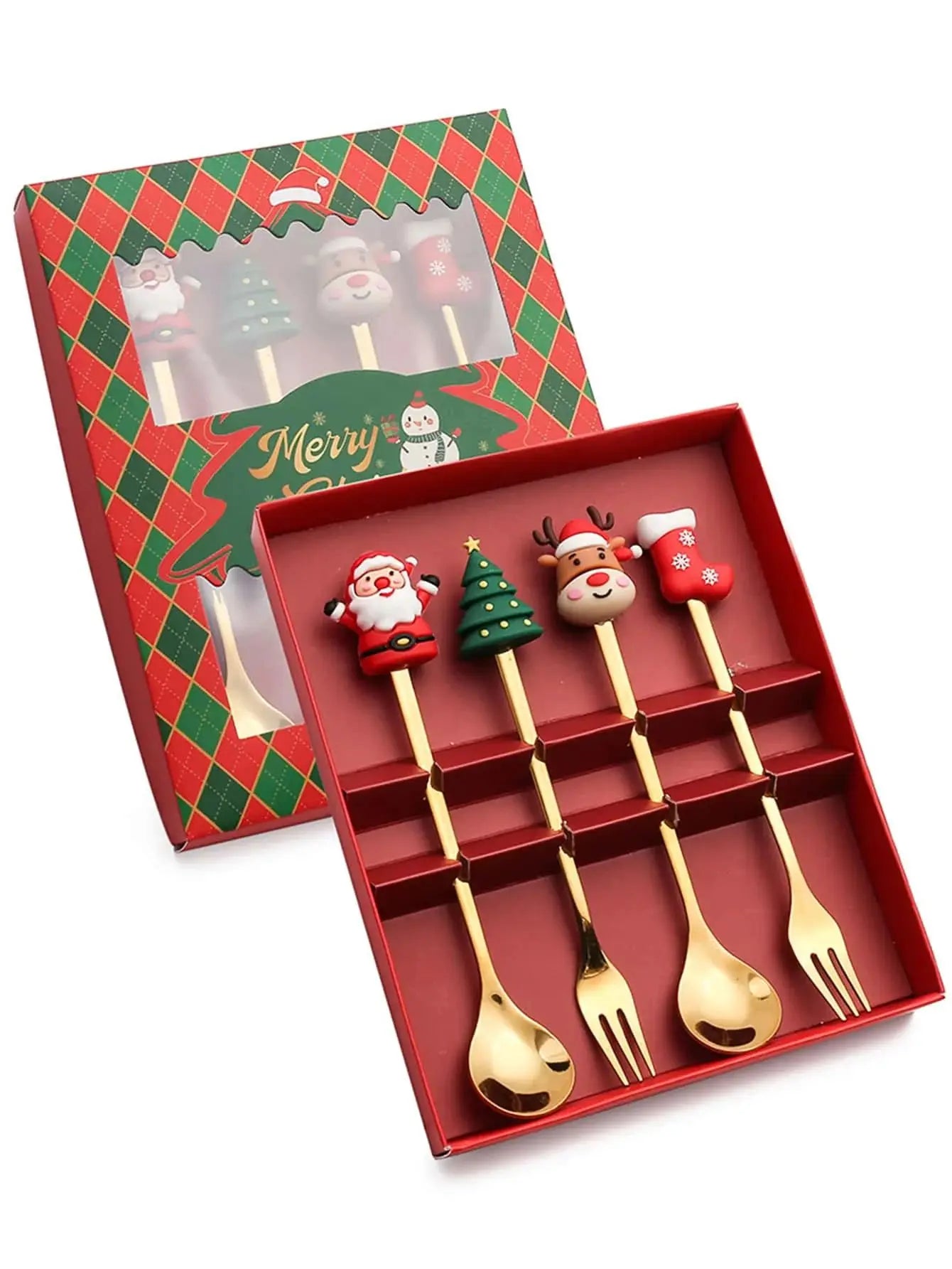 Holiday Dining Delight: Creative Christmas Stainless Steel Tableware.