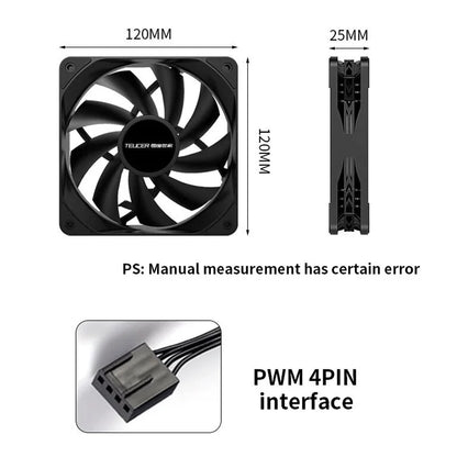 4-Pin PWM 12cm Cooling Fan 12V for PC Cases and CPU Coolers.