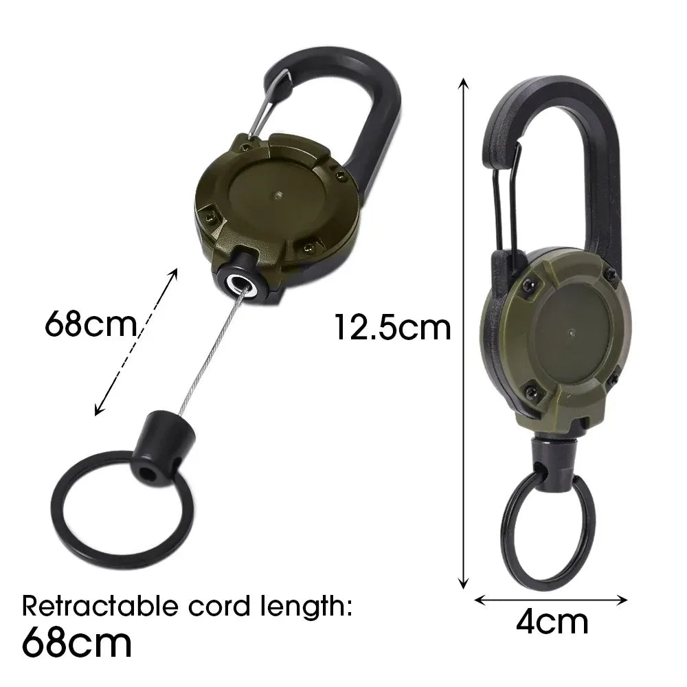 Retractable Heavy-Duty Carabiner Keychain with Steel Wire Rope