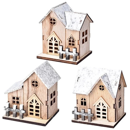 Christmas LED Light Wooden House – Light Up Your Home with Holiday Spirit.