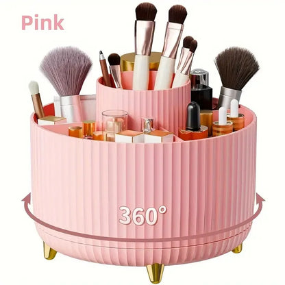 360° Rotating 5-Slot Makeup Brush Holder & Desk Organizer