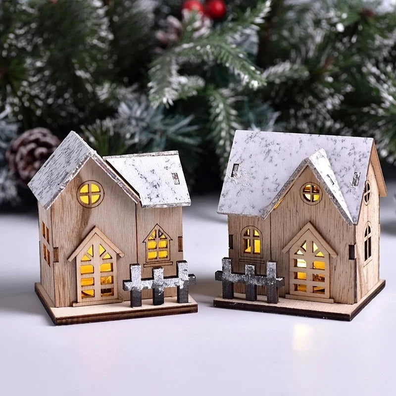 Christmas LED Light Wooden House – Light Up Your Home with Holiday Spirit.