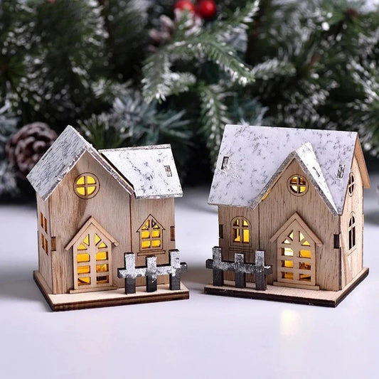 Christmas LED Light Wooden House – Light Up Your Home with Holiday Spirit.