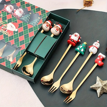 Holiday Dining Delight: Creative Christmas Stainless Steel Tableware.