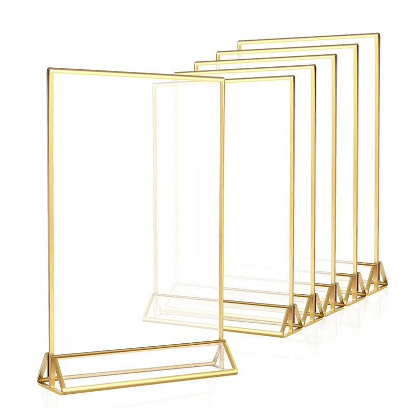 Multipurpose Transparent Acrylic, Gold Frame Display Stand