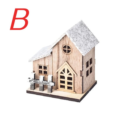 Christmas LED Light Wooden House – Light Up Your Home with Holiday Spirit.