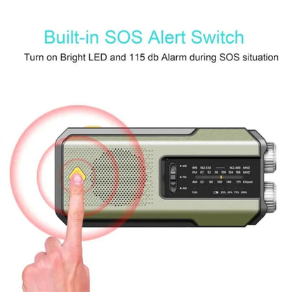 Solar-Powered Hand Radio, with LED Torch & Power Bank.