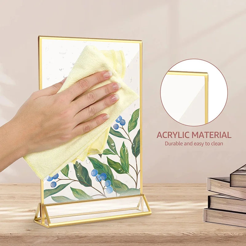 Multipurpose Transparent Acrylic, Gold Frame Display Stand