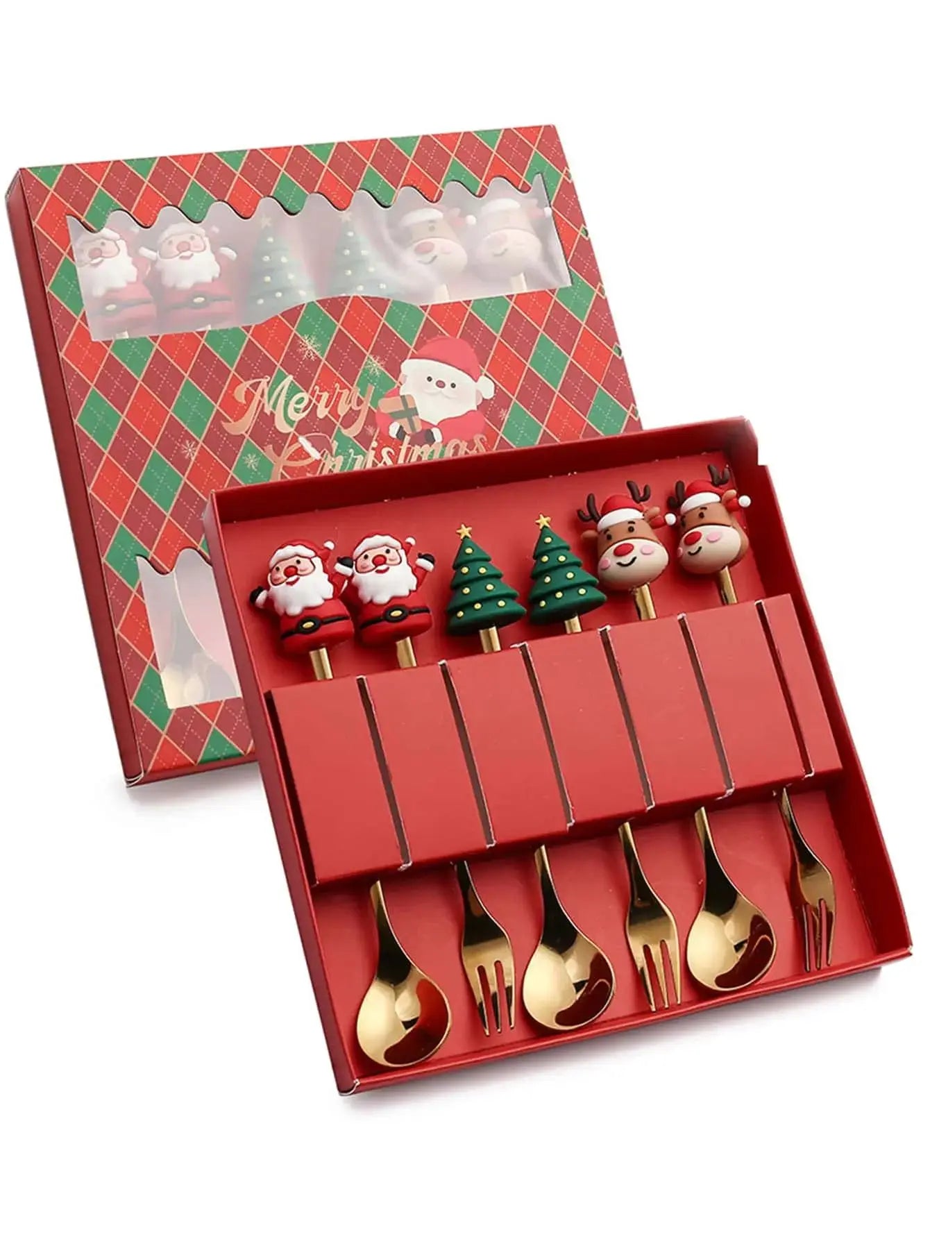 Holiday Dining Delight: Creative Christmas Stainless Steel Tableware.