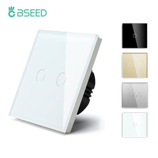 EU Standard Touch Wall Light Switch Panel, with Luxury Glass Finish.