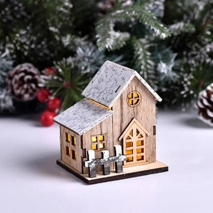 Christmas LED Light Wooden House – Light Up Your Home with Holiday Spirit.