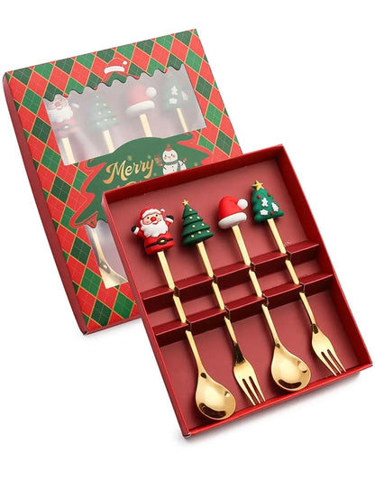 Holiday Dining Delight: Creative Christmas Stainless Steel Tableware.