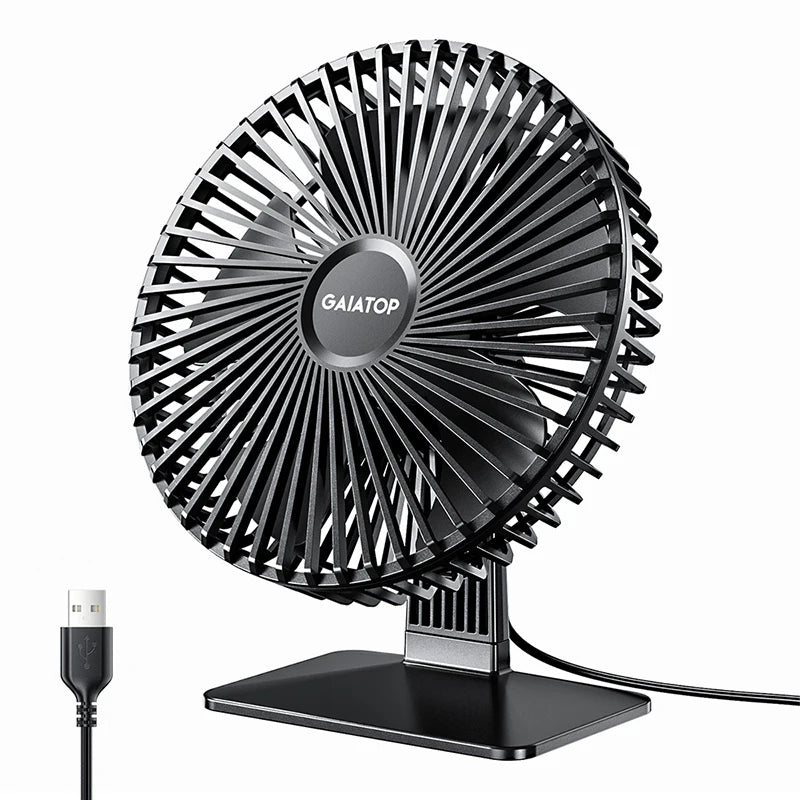 GAIATOP USB Desk Fan – Ultra Quiet, 4 Speeds, Adjustable Cooling