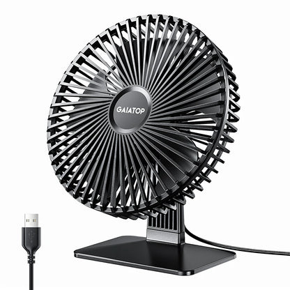 GAIATOP USB Desk Fan – Ultra Quiet, 4 Speeds, Adjustable Cooling